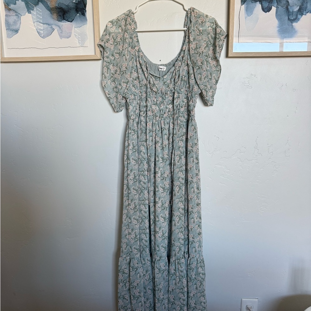 In Bloom Sage Floral Maxi Dress